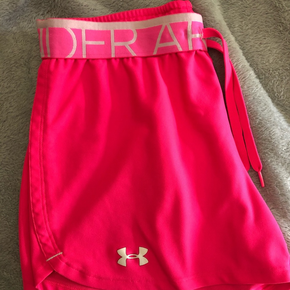 Hot pink small under armour shorts